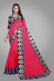 Solid, Woven Daily Wear Cotton Blend Saree pink