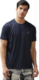 Solid Men Round Neck Green T-Shirt Navy Blue