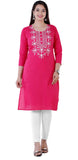 Women Embroidered Straight Kurta PINK