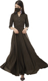 Women Maxi Multicolor Dress coffee