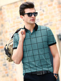 Checkered Men Polo Neck Green T-Shirt MOSS GREEN-BLACK