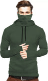 Solid Men Hooded Neck Black T-Shirt Olive Green