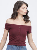 Casual Solid Women Maroon Top