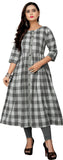 Women Striped A-line Kurta 4008Grey