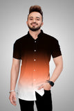 Men Dyed Casual Multicolor Shirt ORANGE